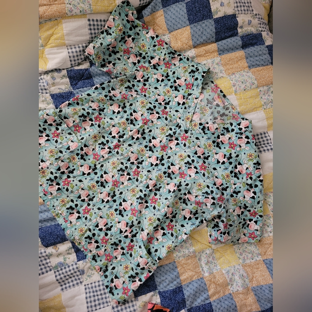 Cute Spring Cow Scrub Top